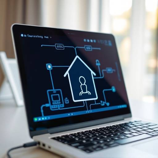A laptop displaying a network security interface with a focus on home network security